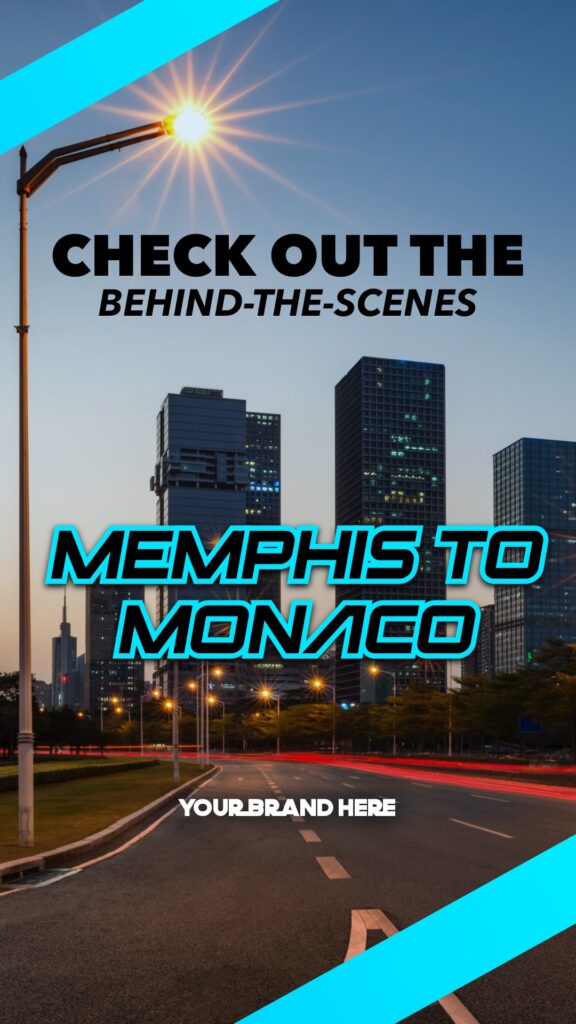 Social media promotional reel for Memphis to Monaco featuring K.Le DaVincci and sponsor visuals